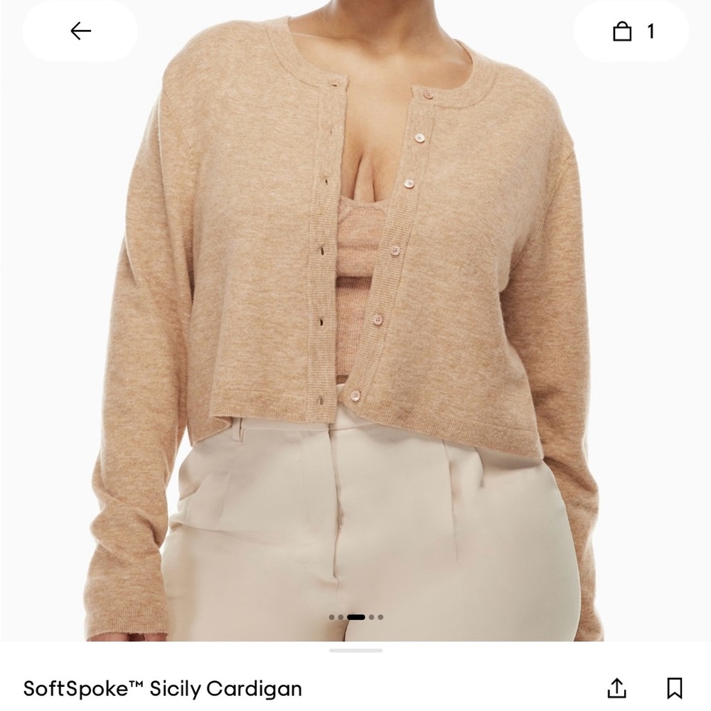 Aritzia SoftSpoke Sicily Cardigan - Heather Oxford Tan - Size XXS